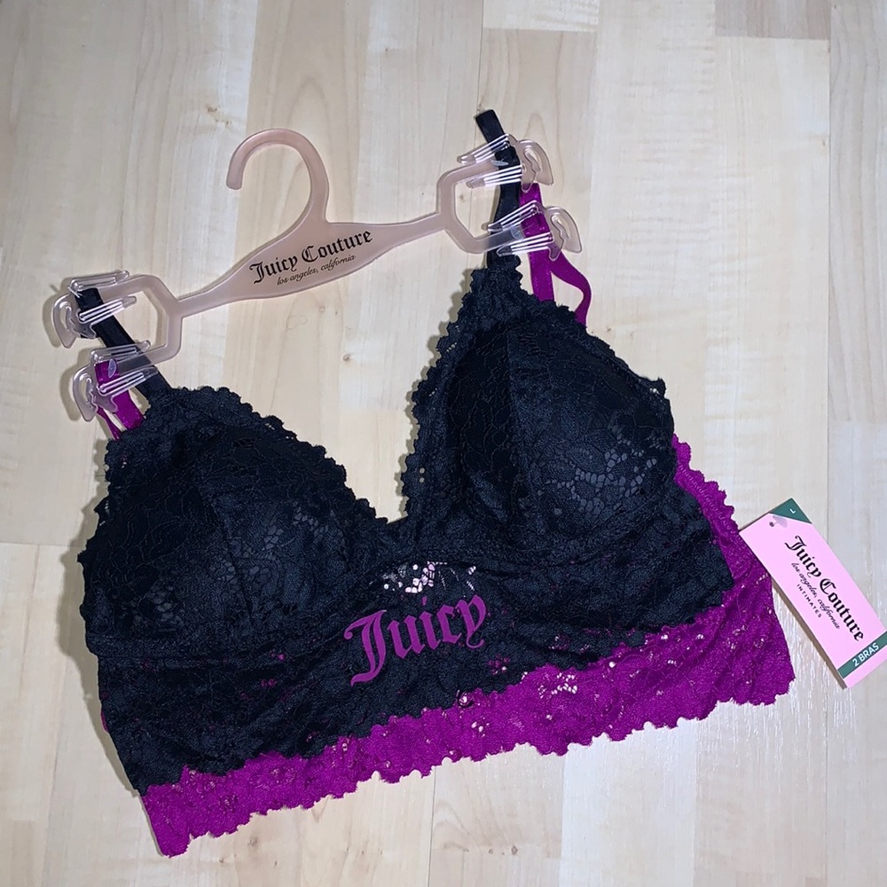 JUICY COUTURE Sexy Lace and Logo Bralettes 2 pack